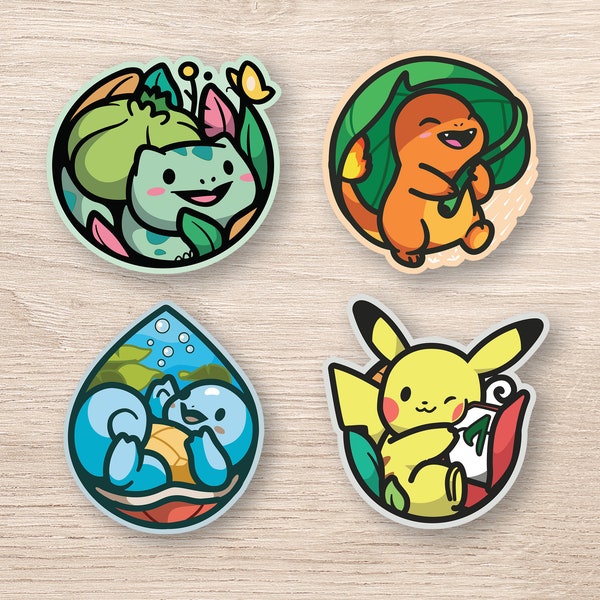 Pokemon Kanto Region Favorites Stickers Set Bulbasaur Sticker Charmander Sticker Squirtle Sticker Pikachu Sticker Pokemon Collectibles