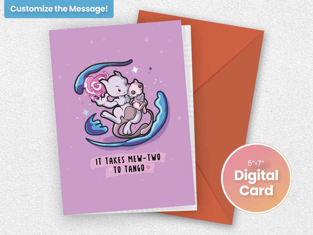 Mewtwo Pokemon Digital Download Greeting Card Custom Miss - Etsy