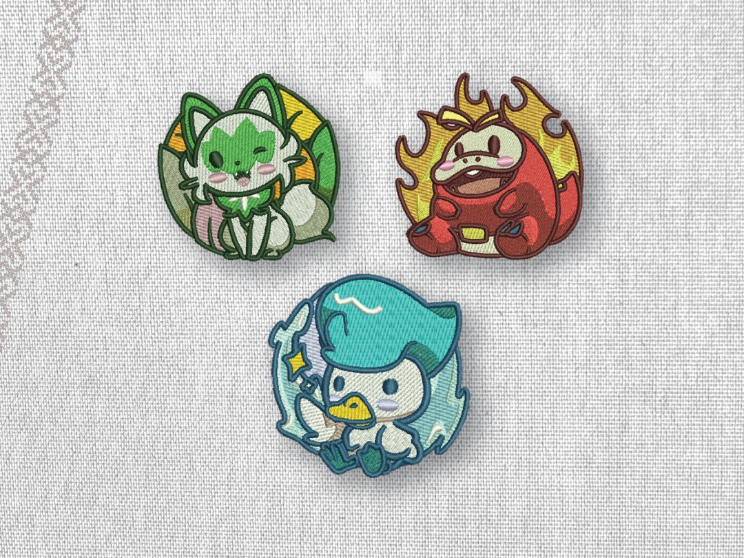 Pokemon Paldea Embroidery Patch Set of 3 Johto Patch Sprigatito Patch