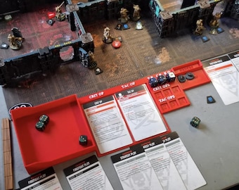Rectangle - Full Set. Kill Team Command Centre 2024.  Score Tracker, Medium Dice Rolling Tray, Token Tray and Ops Card Holder Set.