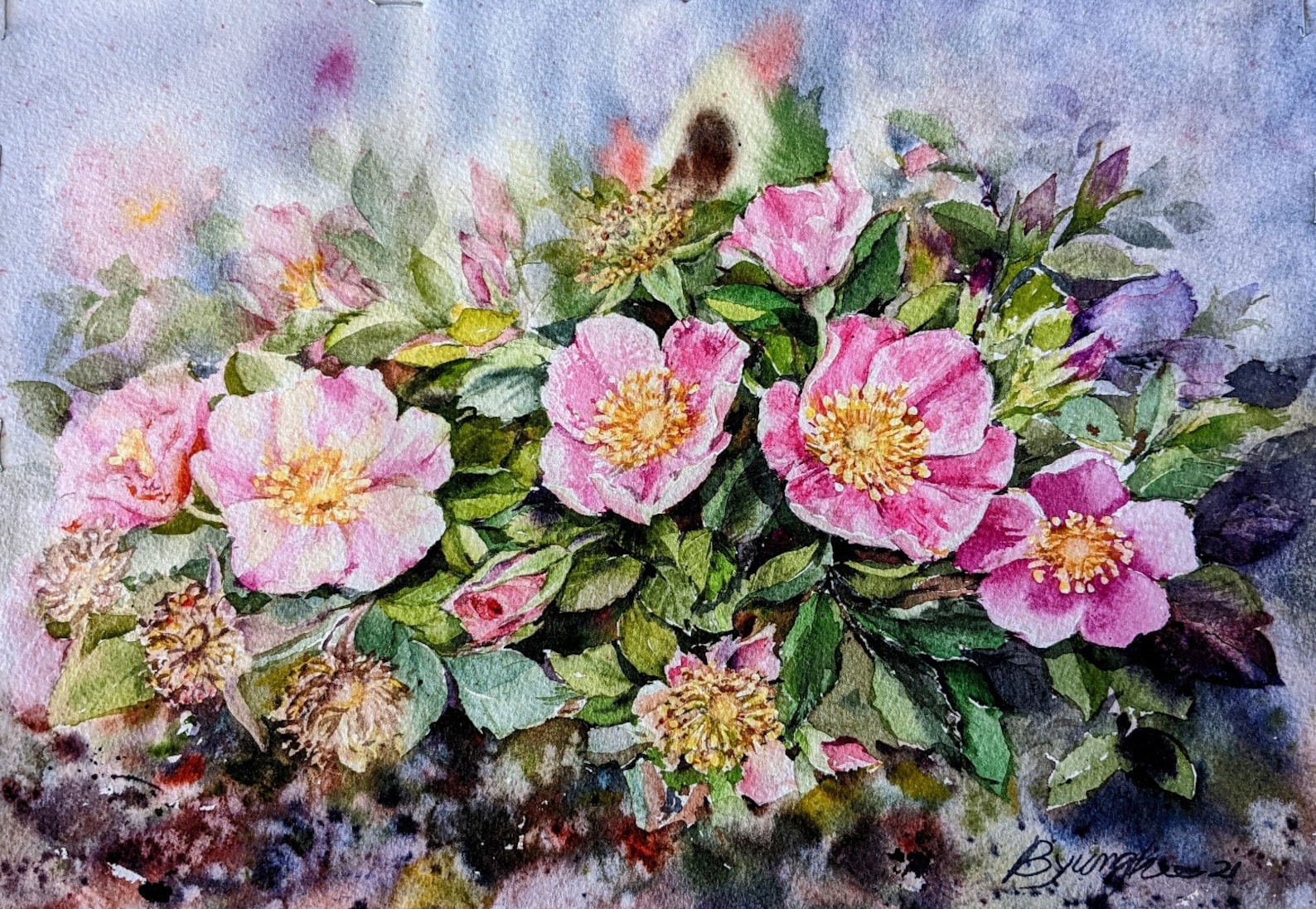 Wild Rose Original watercolor painting Flower Art. | Etsy Wild Rose Original watercolor painting Flower Art. | Etsy