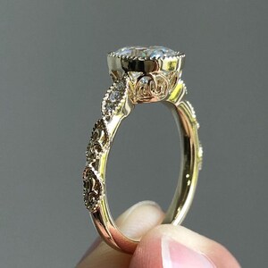 Vintage Oval Moissanite Engagement Ring 14K Solid Gold 8x6 Oval ...