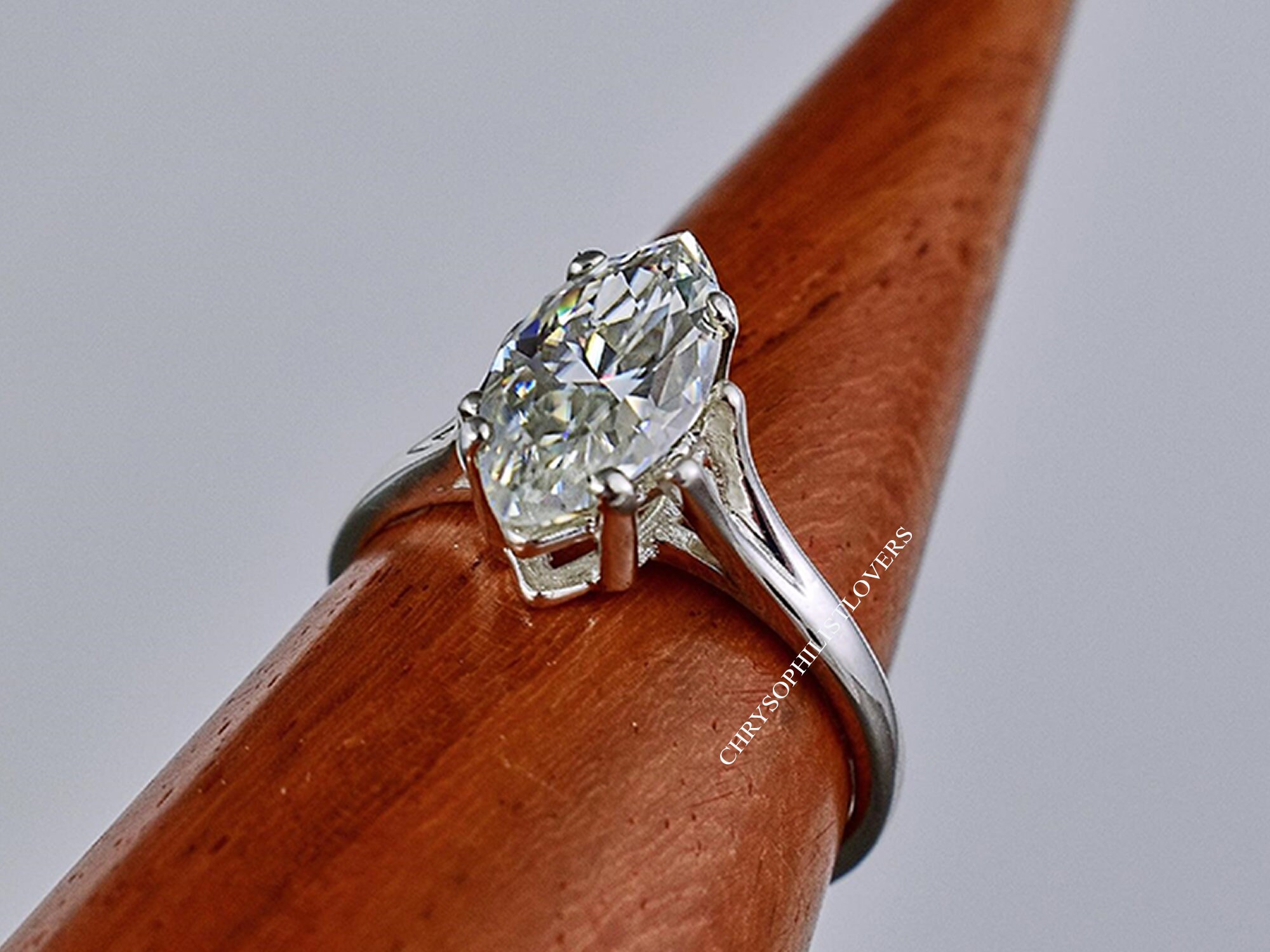 1.5 Ct Marquise Moissanite Engagement Ring Elegant Etsy