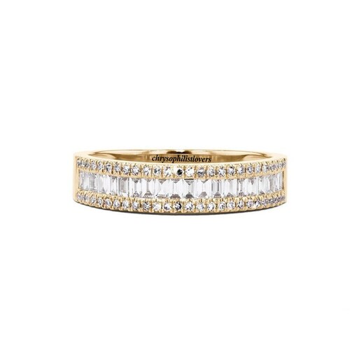 Certified 1.80 TCW Radiant Cut Moissanite Engagement Ring With Baguette Band | Moissanite Wedding Band | 14k shops Yellow Gold Bridal Set For Her