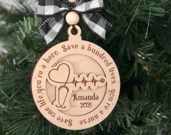 Infermiera Natale Ornamento SVG, Due Strati, Per Glowforge, Laser Cutters