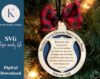 Police Officer, First Responder Christmas Ornament SVG, Two Layers, For Glowforge, Laser Cutters