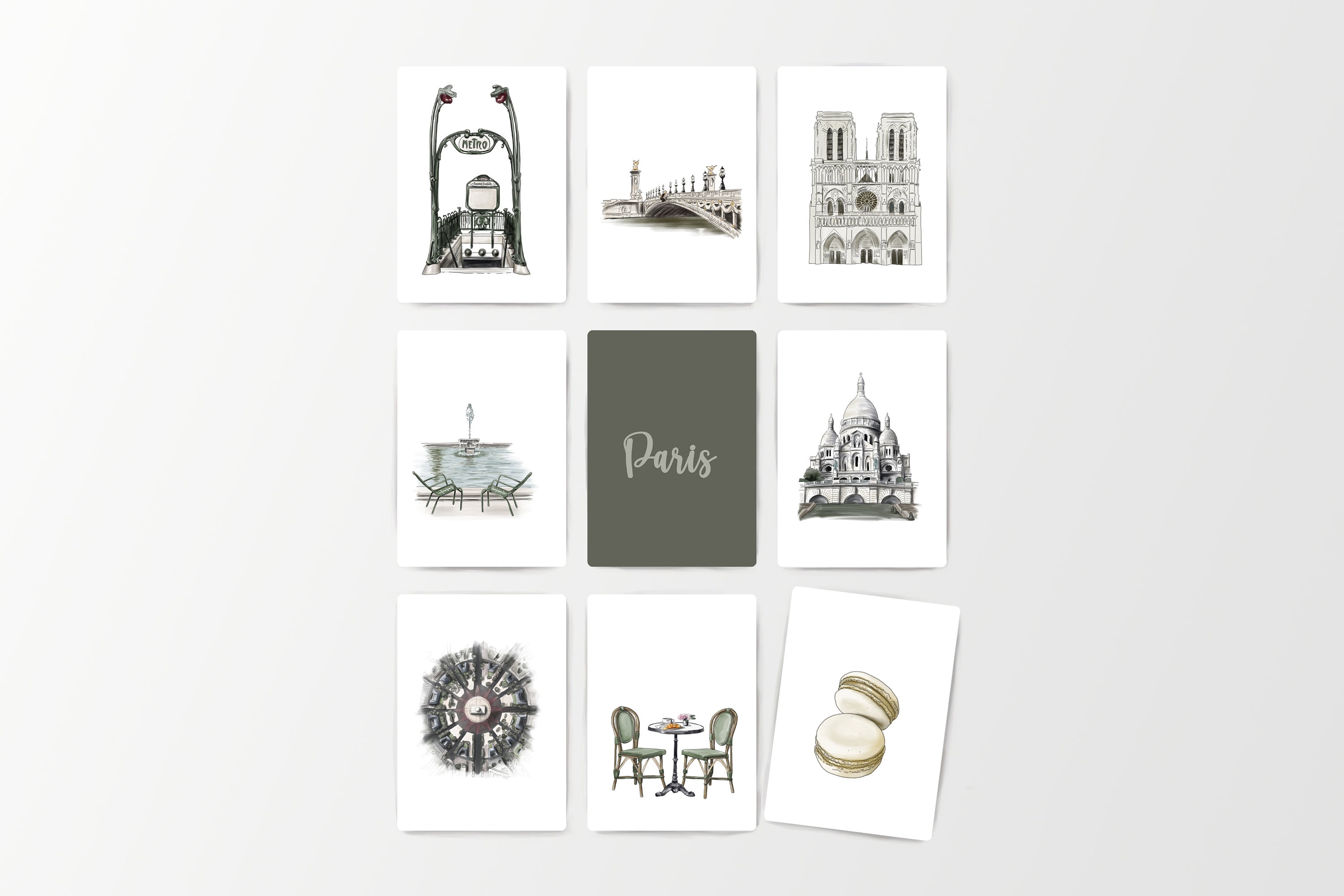 Paris - Lot de 9 Cartes