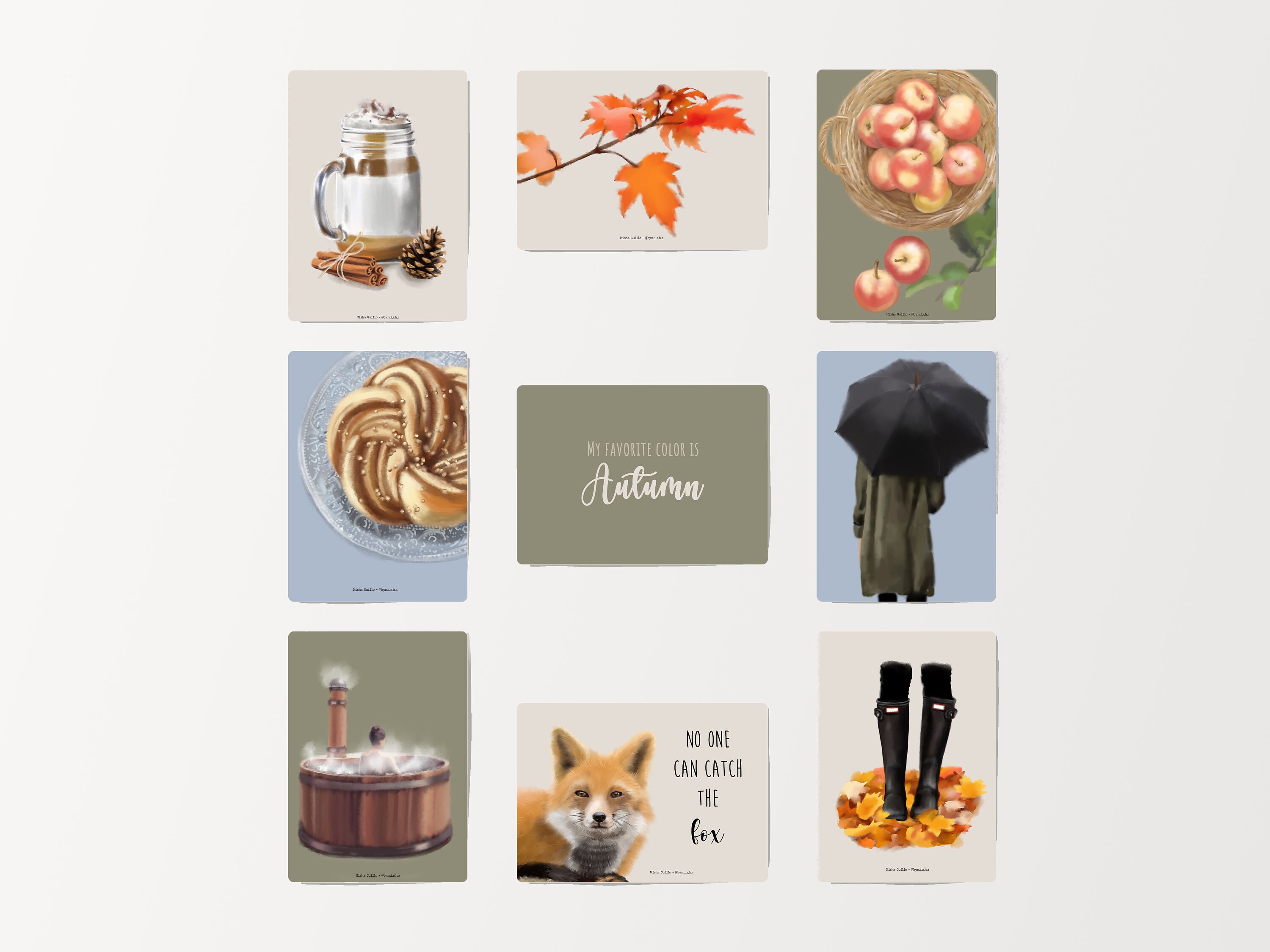 Autumn - Lot de 9 Cartes