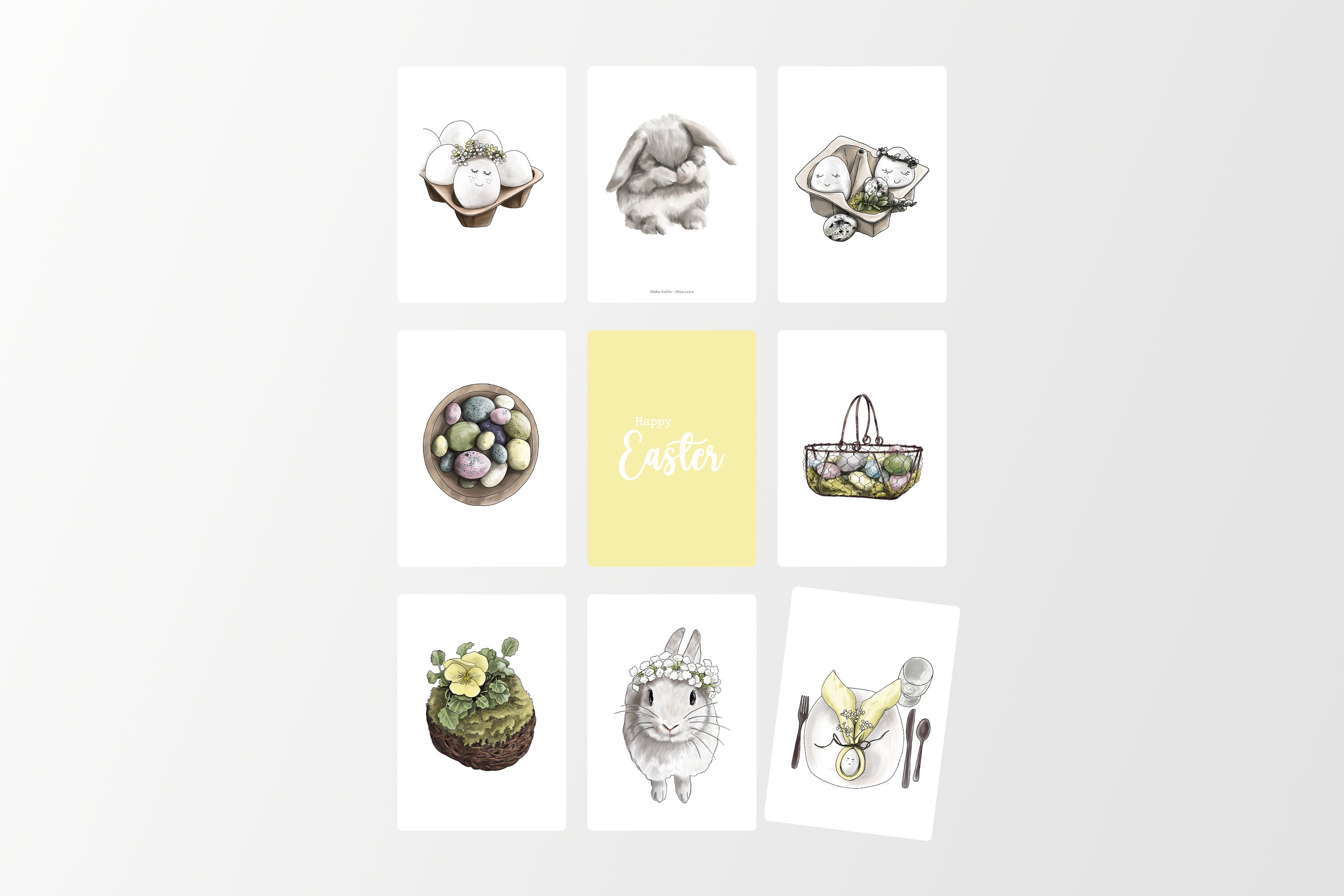 Easter - Lot de 9 Cartes