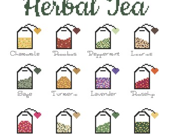 Basic Teas Cross Stitch Pattern PDF | Instant Download - Etsy