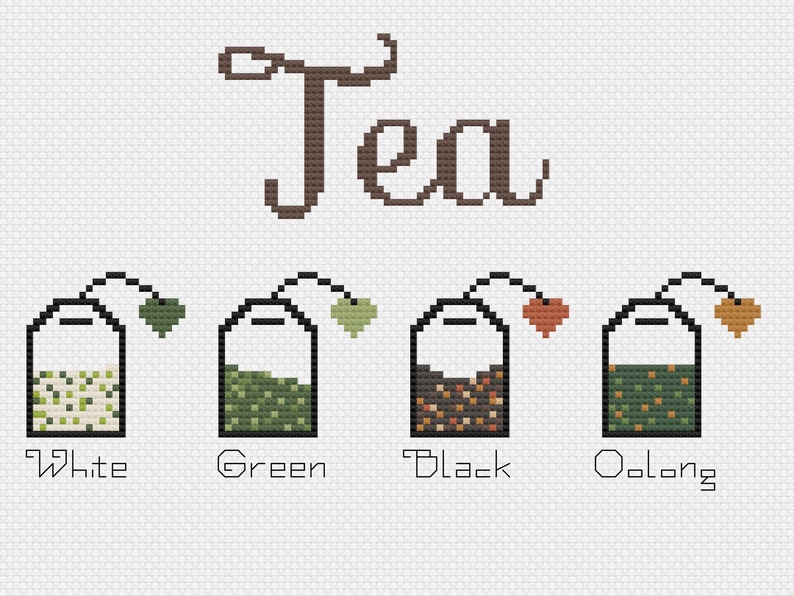 Basic Teas Cross Stitch Pattern PDF | Instant Download - Etsy