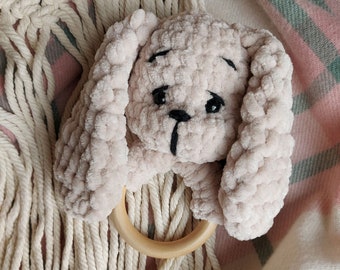 Crochet Amigurumi Rattle, Cute Bunny Plush Rattle, Baby Shower Gift, New Mom Gift, Christening Gift, Bunny Toy with Long ears, New Baby Gift