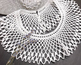 White Handmade crochet collar lace, RBG favorite lace collar,  Peter Pan collar lace, vintage inspired crochet collar Ivory Victorian collar