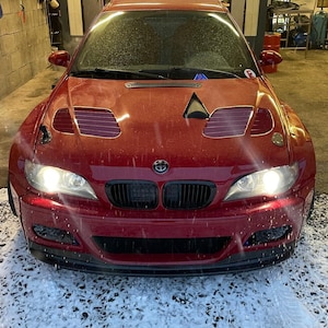 BMW E46 M3 front splitter CSL lip spoiler, fits M3 style Bumper, abs plastic, GTR Bonnet Hood Vents, Gills Air Duct