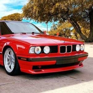 BMW E34 front splitter mtech style lip spoiler, fits Sedan and Touring, abs plastic, m5 style gearshift panel, rear number frame US or EU