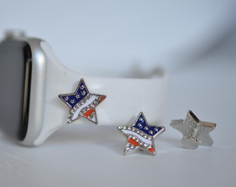 Red, White, Blue Patriotic Theme Jewelry Charm for Watchbands - 20% off when you buy any two charms at CharmsBeDazzle