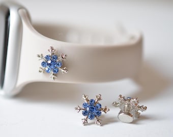 Snowflake Watch Band Charm, Jewelry Accessory Blue Stone - 20% off when you buy any two charms at CharmsBeDazzle