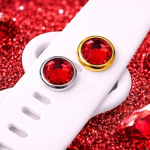 Ruby Red Birthstone Watch Band Charm – Gold or Silver