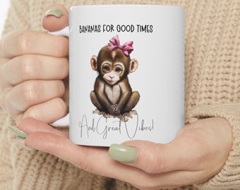 Cute Monkey Mug, Gift Coffee Cup, Novelty Monkey Mug, Animal Lover Mug, Arctic Monkey Mug, Gift for Her