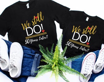 Camisetas de casal para comemorar o 50º aniversário: camisetas para celebrar as bodas de ouro
