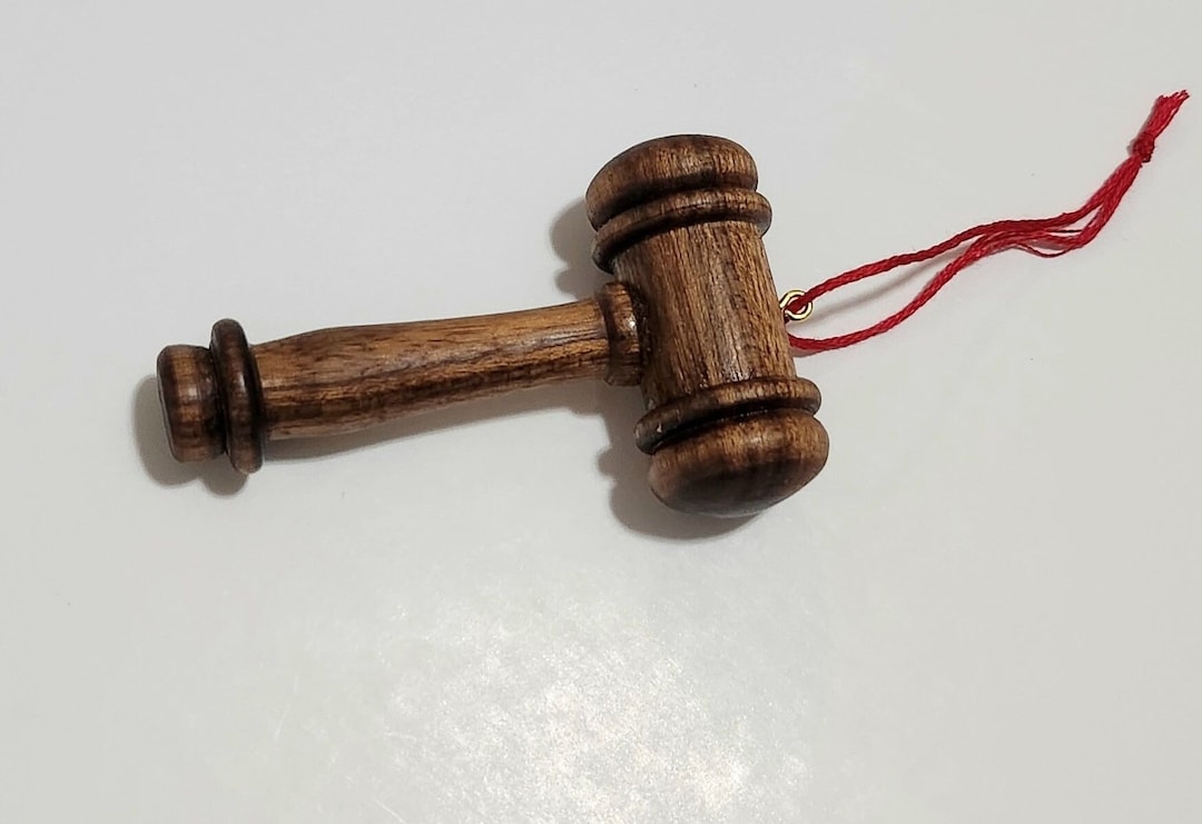 Hand Turned Wooden Gavel Ornaments Etsy