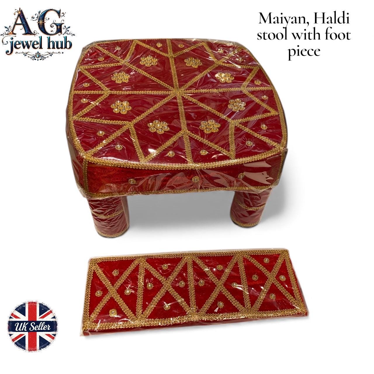 Haldi Stools Asian Wedding Maiyan, Haldi, Mehandi Stool With Foot Piece Set. - Etsy