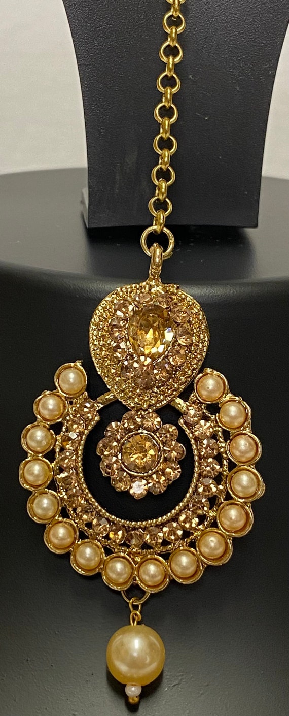 Pale Yellow Antique Gold Polki Stone Indian Asian Jhumki Earring Jewellery  Set — Glimour Jewellery