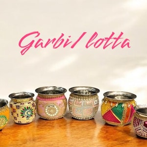 May include: A collection of six decorative metal pots with ornate designs and silver rims. The pots are arranged on a wooden surface. The text "Garbi/lotta" is written in pink script above the pots. The image also includes a "UK Seller" logo.