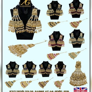 Indian Asian Earring  Mang tikka JARAU wedding party wear designer  Bollywood style jewellery available in 9 colours