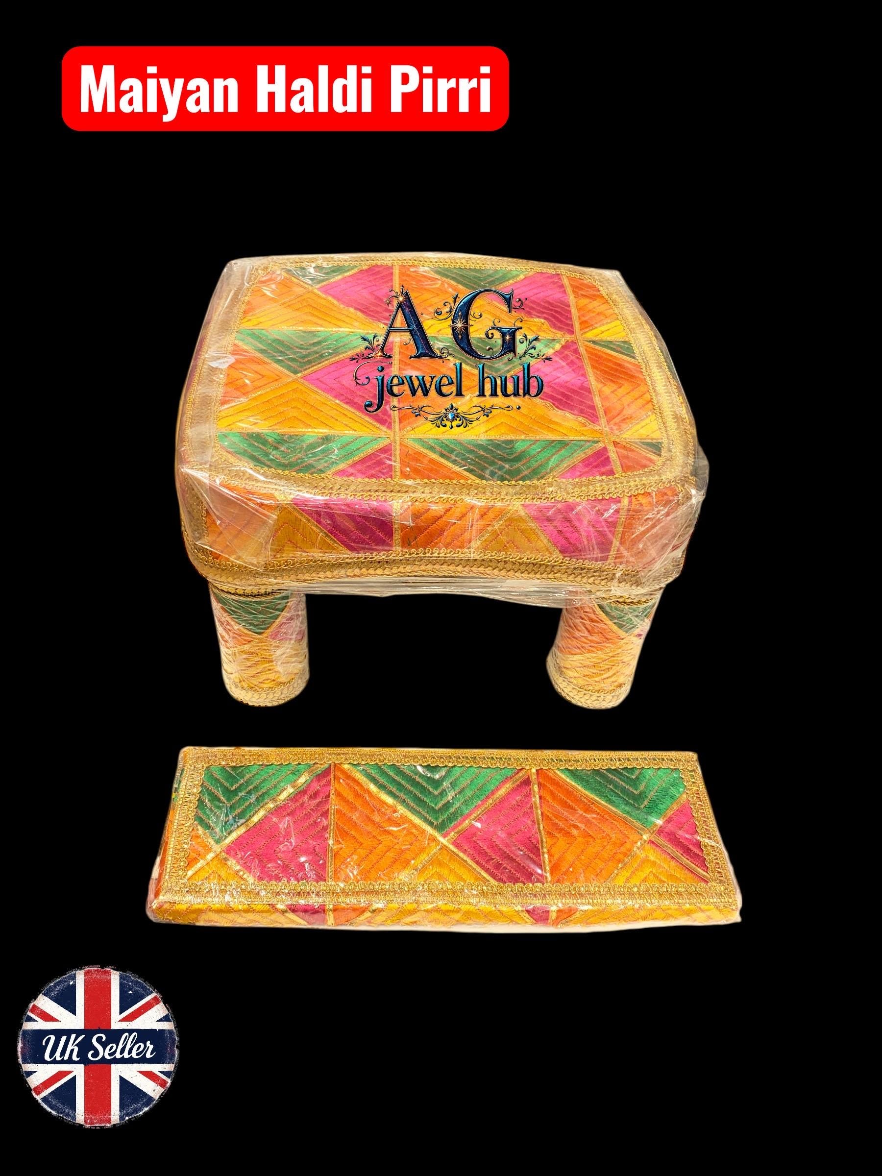 Haldi Stools Asian Wedding Maiyan, Haldi, Mehandi Stool With Foot Piece Set. - Etsy