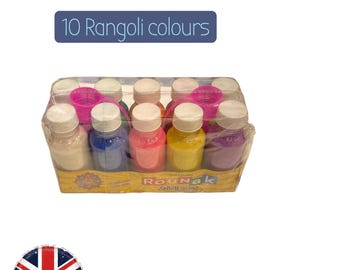 Rangoli Powder 10 Color Set with two Head Nozzles,  Asian Wedding & Diwali Decoration