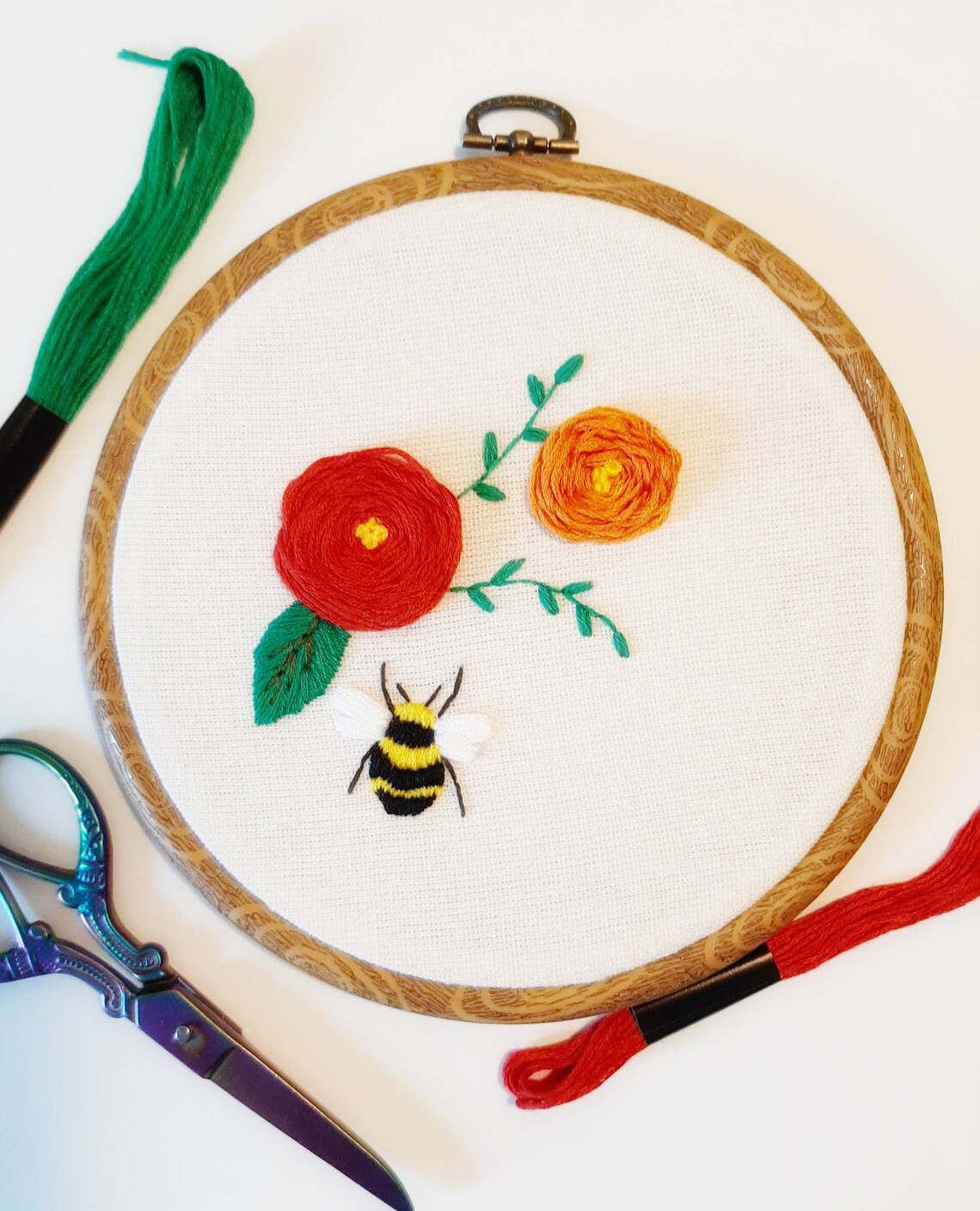 Spring rose embroidery kit 6 inch  etsy