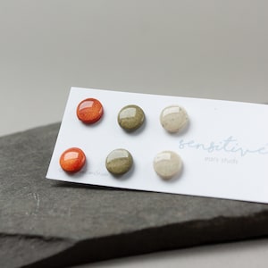 Plastic post studs, round hypoallergenic stud earrings, Metal free studs earrings, plastic posts, 3 Pair Set Hypollergenic, Sensitive Ears