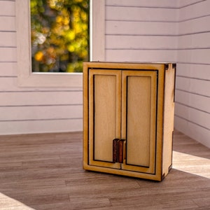 Dollhouse Miniature Kitchen Cabinet: 1/12 Scale, Laser Cut DIY Kit