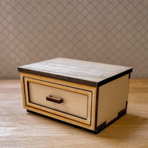 KIT! Dollhouse 1/12 scale miniature kitchen bench KIT with functional drawer. Laser cut