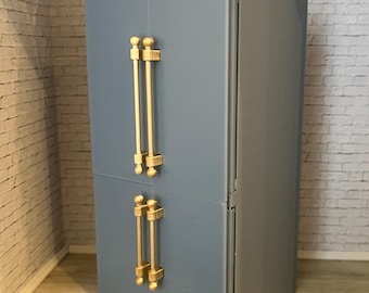 Dollhouse 1/12 scale miniature 4 doors fridge with lights, opening doors and removable drawers. 3D Printed. iLVE inspired