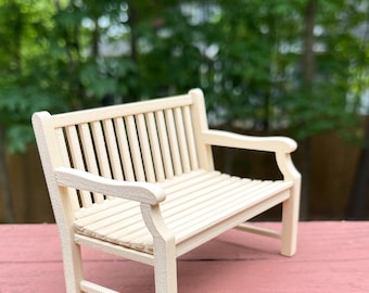 Dollhouse 1/12 scale miniature garden bench kit beige. 3D printed