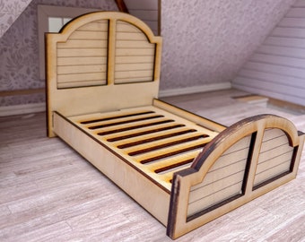 DIGITALE DATEI! Puppenhaus 1/12 Miniatur Bett Bausatz. Cleveland Kopfteil. SVG-Datei