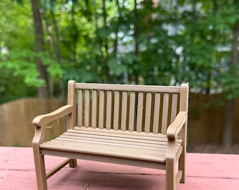 Dollhouse 1/12 scale miniature garden bench kit brown. 3D printed