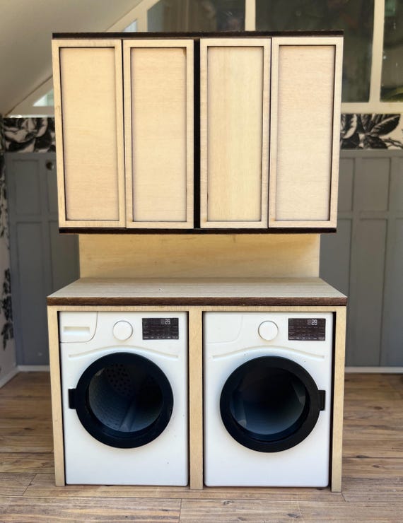 DIGITAL FILE! Dollhouse 1/12 scale miniature side-by-side laundry cabinet SVG file.  Appliances not included