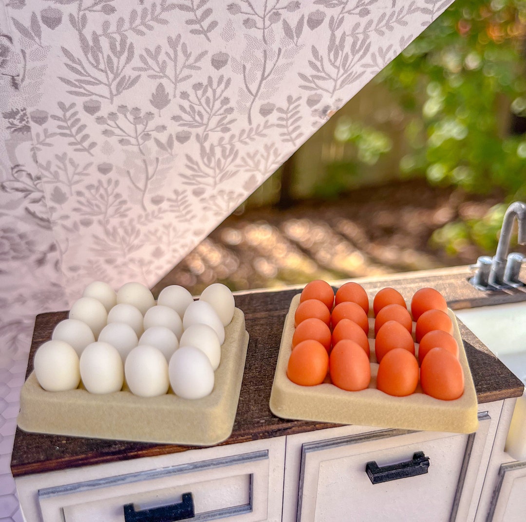 Dollhouse 1/12 Scale Miniature Egg Carton With 16 Eggs 2 Colors Etsy