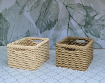 Dollhouse 1/12 scale miniature square wicker bin. 3D printed