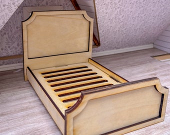 ¡ARCHIVO DIGITAL! Kit de cama en miniatura para casa de muñecas a escala 1/12. Cabecero Belgrave. Archivo SVG.