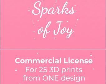 Commercial License For 25 3D prints from ONE design