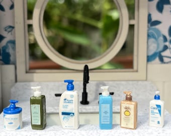 Dollhouse 1/12 scale miniature pump bottles. 3D printed