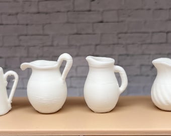 Dollhouse 1/12 scale miniature assorted pitchers. 3D printed