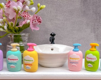 Botella de champú en miniatura para baño a escala 1/12 para casa de muñecas
