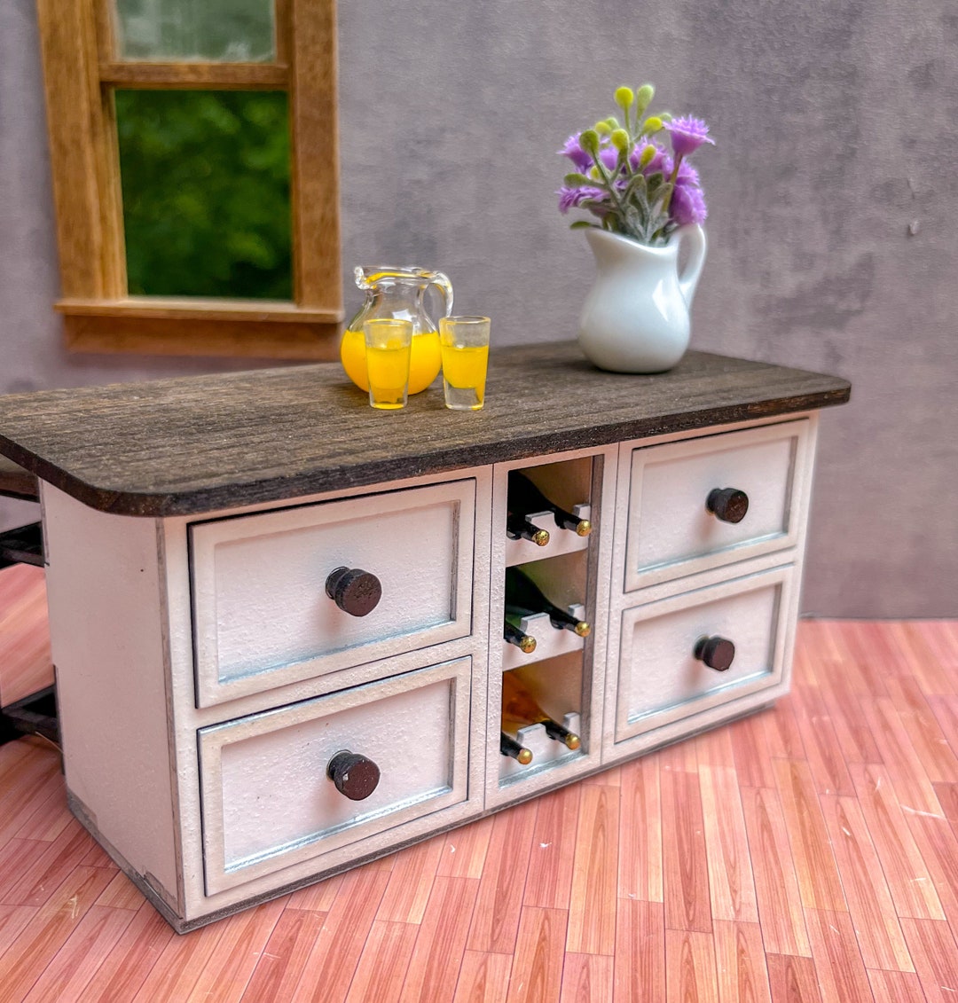 Dollhouse 1/12 Scale Miniature Kitchen Island With 4 Drawers Etsy