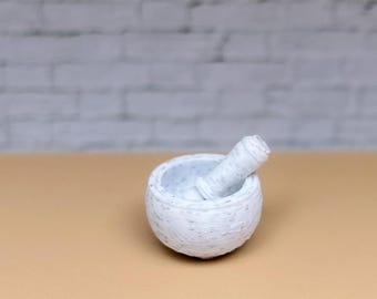 Dollhouse 1/12 scale miniature mortar and pestle 3D printed in marble filament
