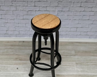 Dollhouse 1/12 scale miniature kitchen chair with glued in wooden stained seat